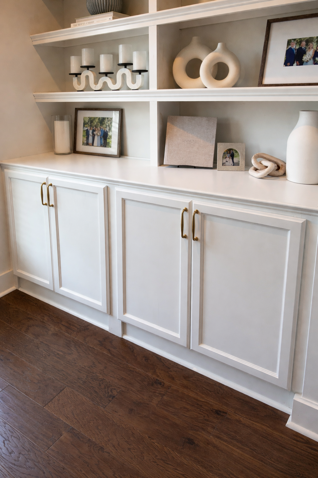 Cabinet hardware installation with updated pull handles in Huntsville Alabama