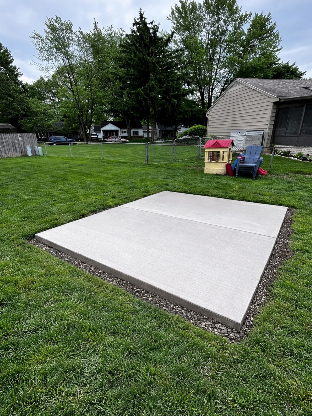 Concrete pad installation for patio and outdoor use in Huntsville Alabama
