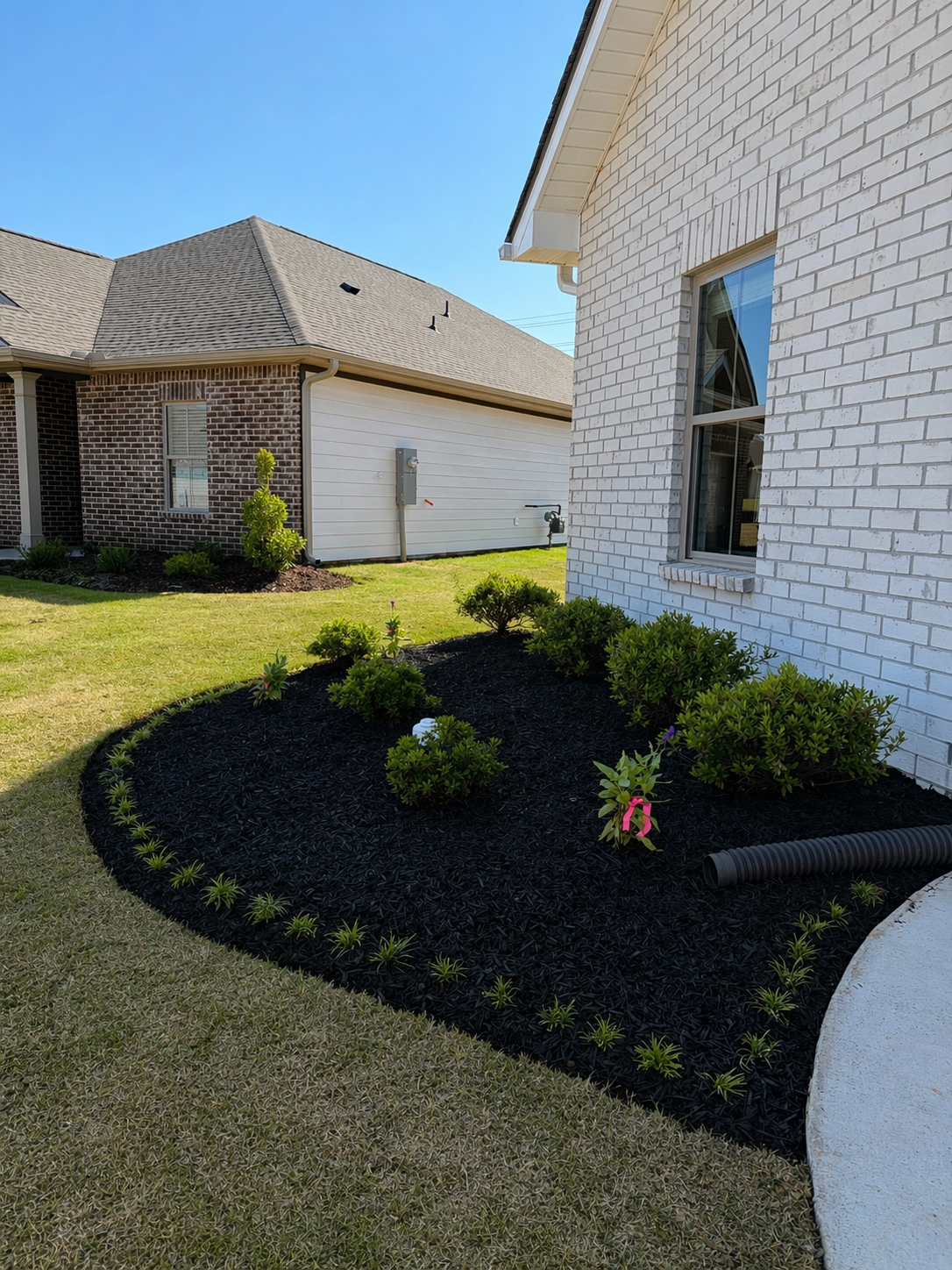 Garden bed landscaping and drainage improvement project in Huntsville Alabama