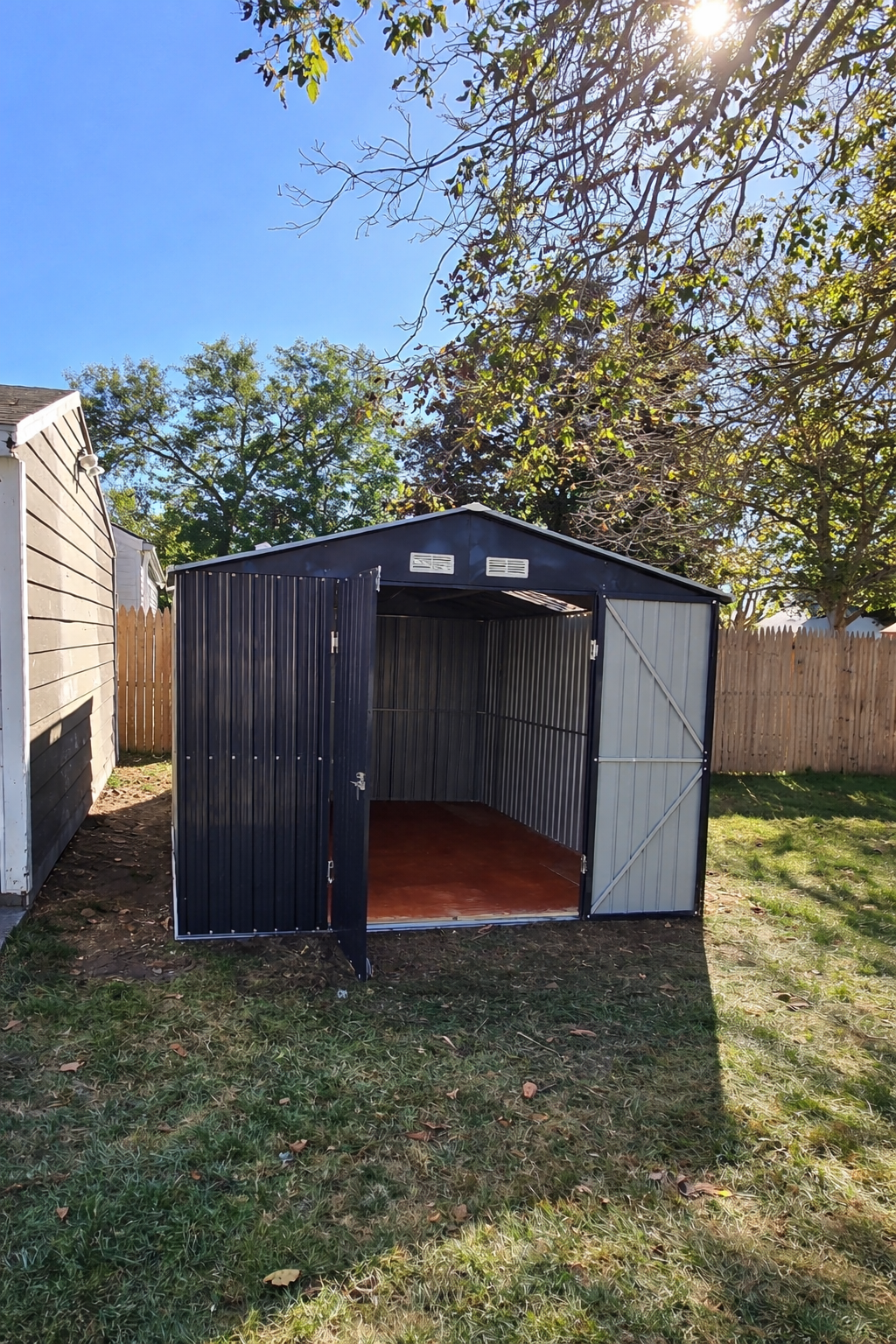Metal storage shed assembly and installation in Huntsville Alabama