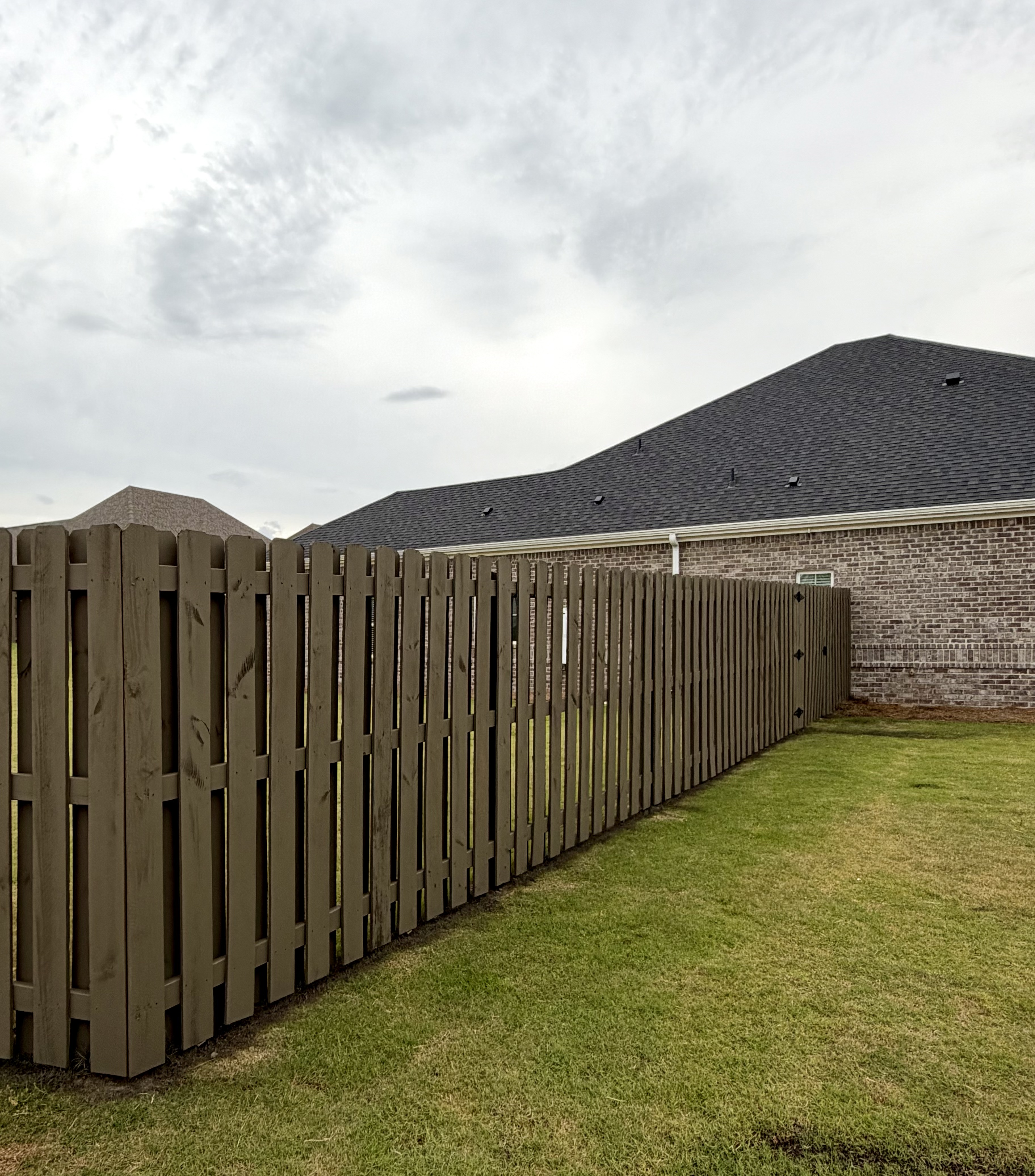 Shadowbox fence staining and exterior wood fence finishing in Owens Cross Roads Alabama
