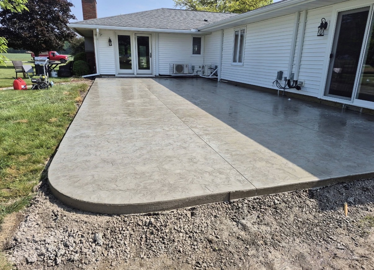 Stamped concrete patio installation completed in Huntsville Alabama